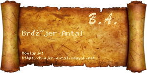 Brájer Antal névjegykártya